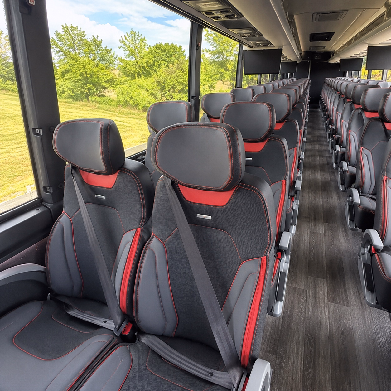 56 passenger charter bus inside