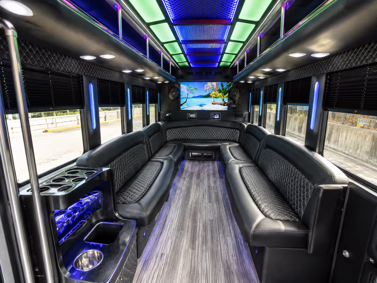 toledo 18 passenger party bus inside