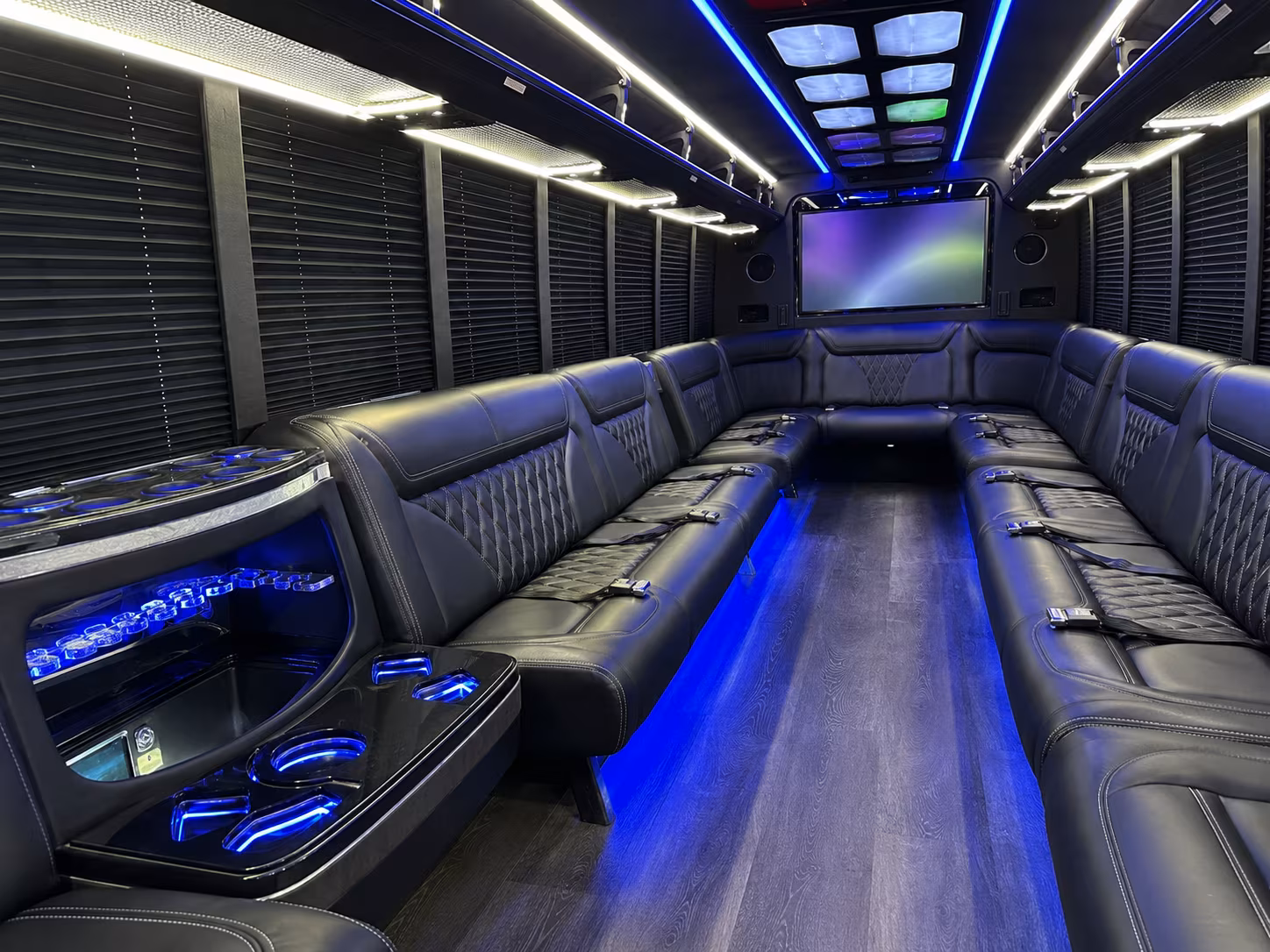 toledo 20 passenger party bus inside