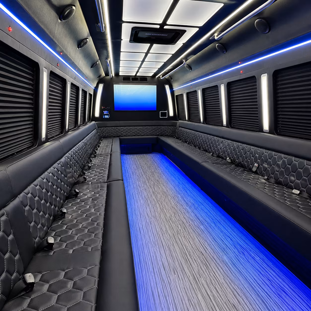 toledo 50 passenger party bus inside